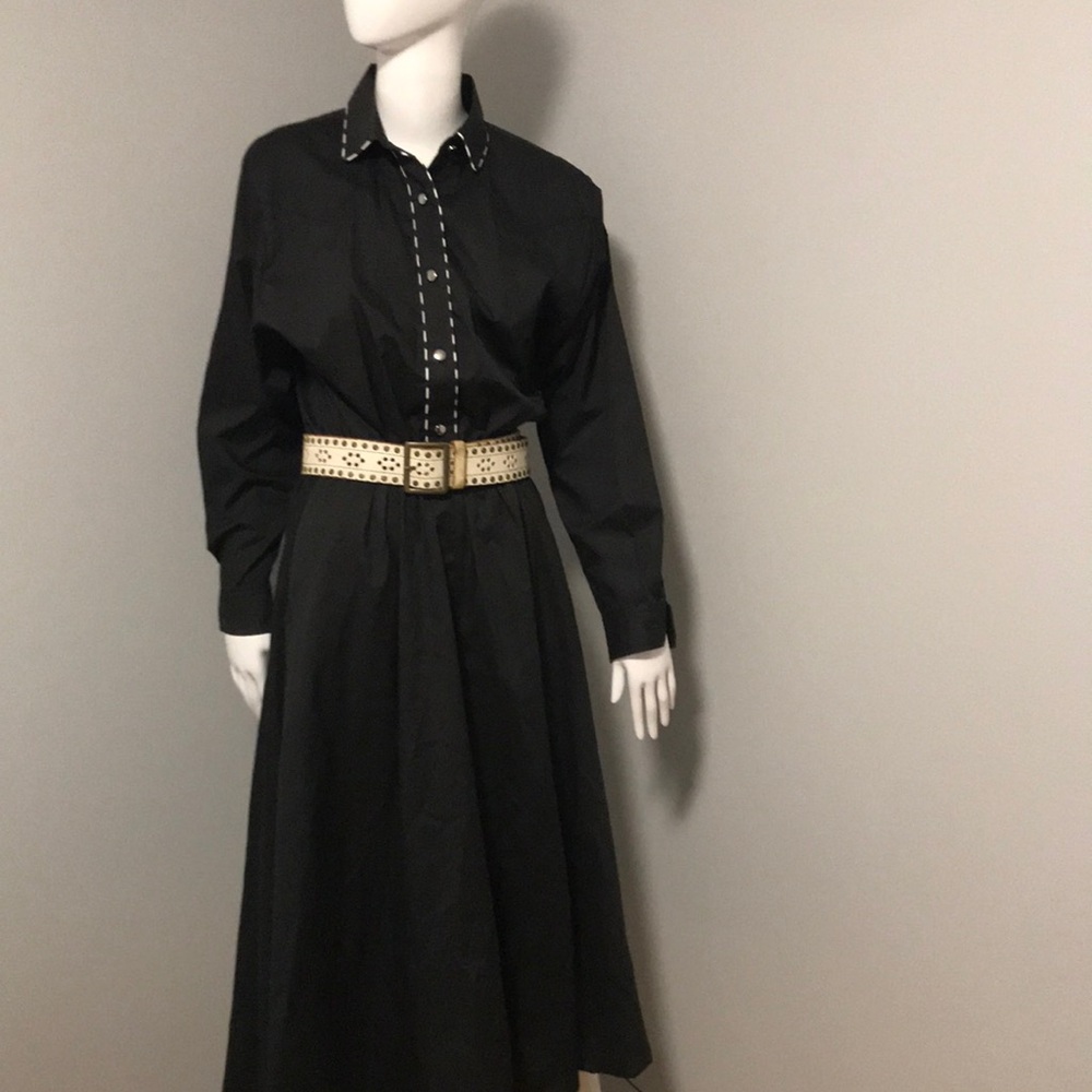 Vintage Karman Black Dress with White Accents